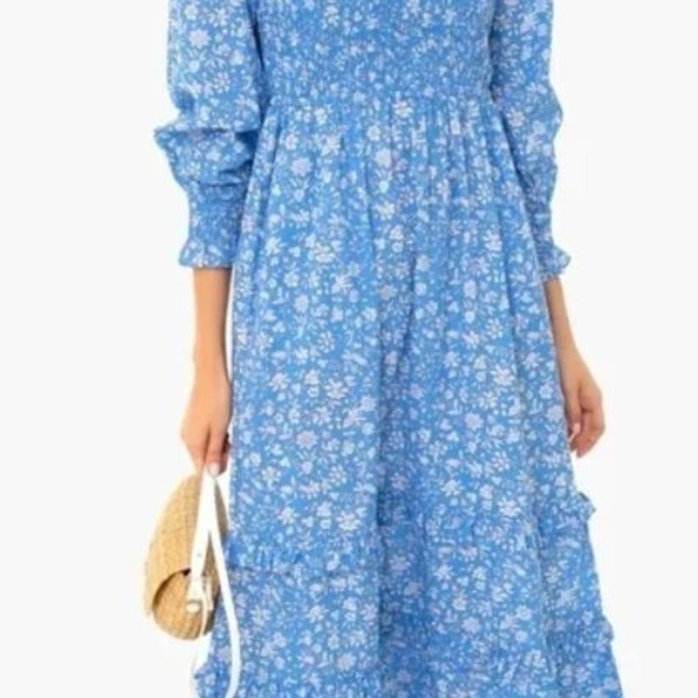 Brand new Pink City Prints tuckernuck Isabel Dress in Cornflower Lolita large